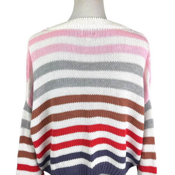 John + Jenn Colorful Striped Long Sleeve Boxy Chunky Knit Boutique Sweater - Picture 8 of 14